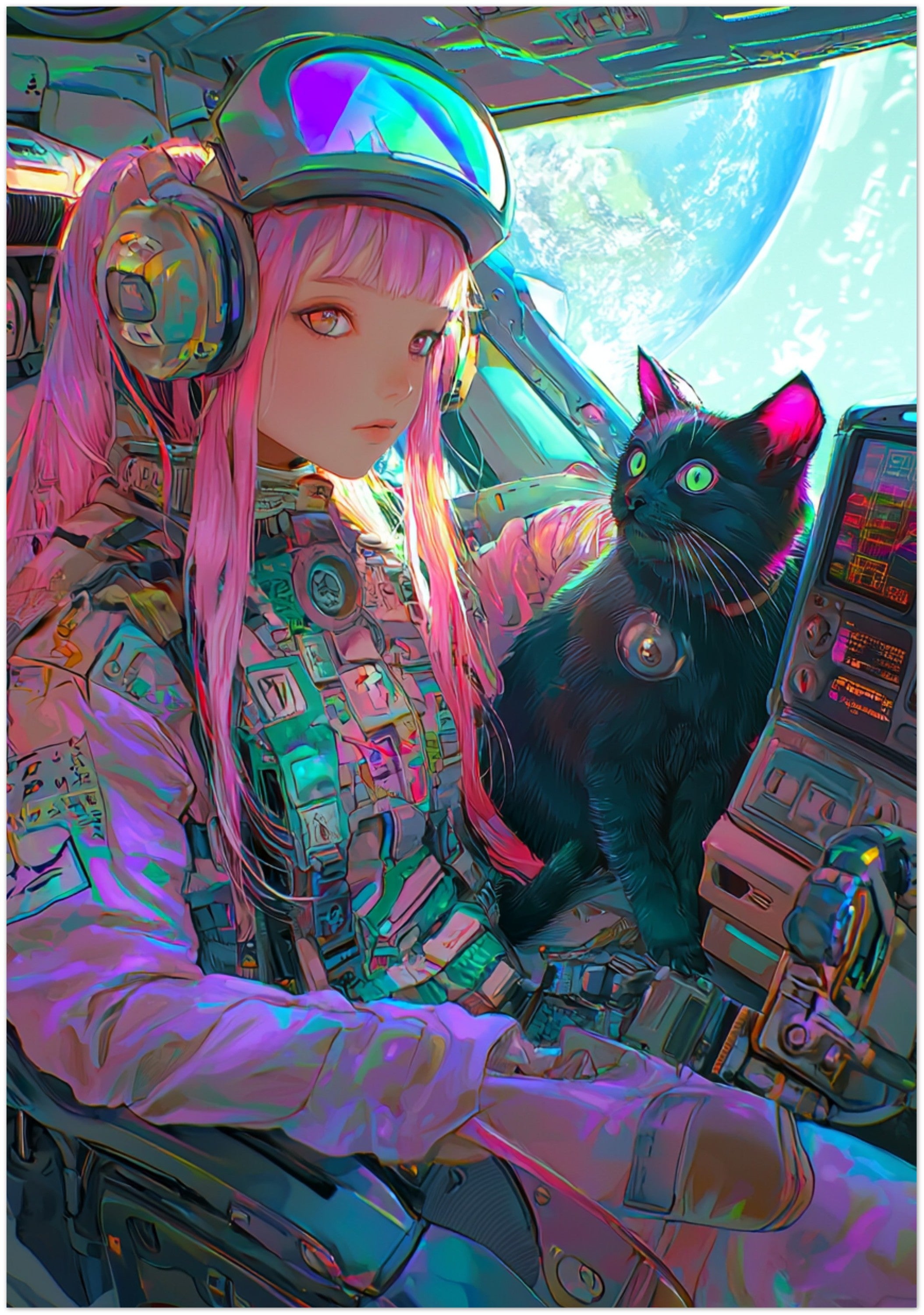 Mysticplate - Space Girl with Cat - MysticPlates