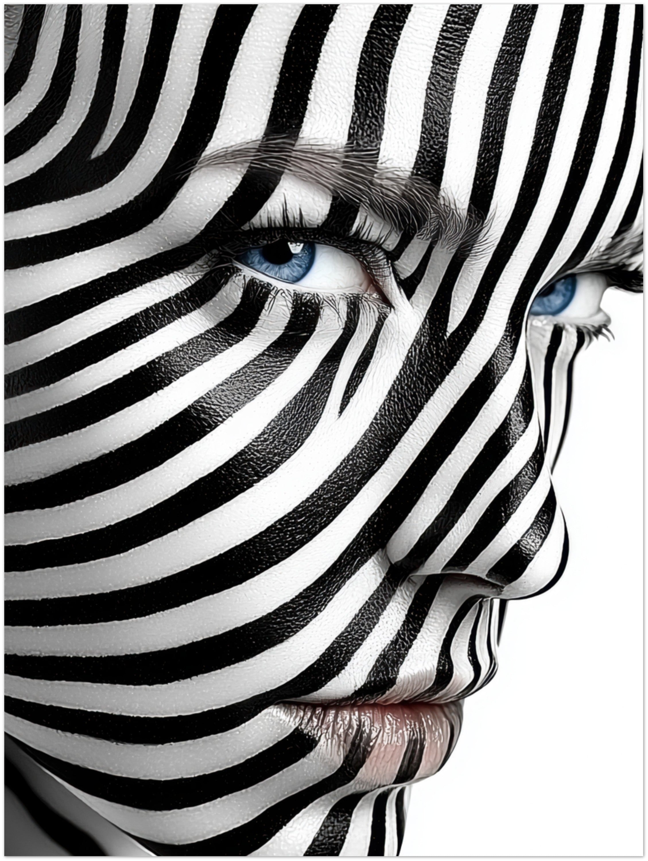 Mysticplate - Black Striped Face Abstract - MysticPlates